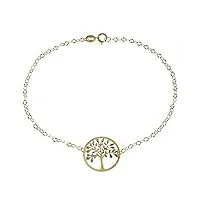 bracelet arbre de vie en or 9 carats 19 cm avec boîte cadeau pour une femme pour noël ou un anniversaire