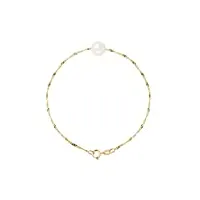 pearls & colors - bracelet chaîne véritable perle de culture d'eau douce ronde 8-9 mm - qualité aaa+ - colori blanc naturel - disponible en or jaune et or blanc - bijou femme