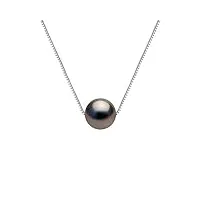 pearls & colors - collier véritable perle de culture de tahiti ronde - qualité a + - argent 925 - bijou femme