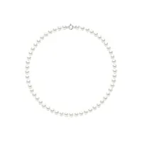 pearls & colors - collier véritables perles de culture d'eau douce rondes - coloris blanc naturel - qualité aaa+ - fermoir prestige or blanc - bijou femme