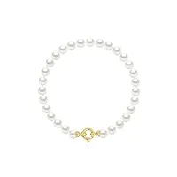 pearls & colors - bracelet véritables perles de culture d'eau douce rondes - coloris blanc naturel - qualité aaa+ - fermoir prestige or jaune - bijou femme