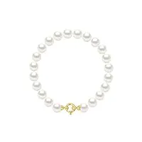 pearls & colors - bracelet véritables perles de culture d'eau douce rondes - coloris blanc naturel - qualité aaa+ - fermoir prestige or jaune - bijou femme