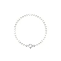 pearls & colors - bracelet véritables perles de culture d'eau douce rondes - coloris blanc naturel - qualité aaa+ - fermoir prestige or blanc - bijou femme