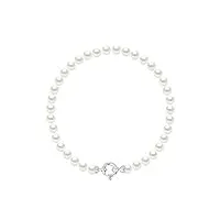 pearls & colors - bracelet véritables perles de culture d'eau douce rondes - coloris blanc naturel - qualité aaa+ - fermoir prestige or blanc - bijou femme
