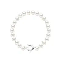pearls & colors - bracelet de perles de culture d'eau douce semi-baroques - blanc naturel - qualité aaa+ - anneau marin prestige - argent 925 - bijou femme