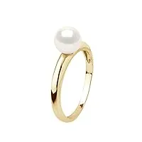 pearls & colors - bague véritable perle de culture d'eau douce ronde 6-7 mm - blanc naturel - qualité aaa+ - disponible en or jaune et or blanc - bijou femme