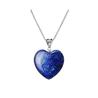 franki baker collier avec pendentif en forme de cœur en lapis lazuli bleu naturel sur argent sterling 925 chaîne 50 cm