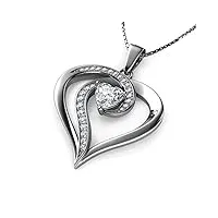 dephini - Élégant collier – argent sterling 925 – pendentif cœur avec cristaux cz – bijoux fins pour femme