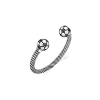 orus bijoux - bracelet homme jonc argent football - taille : 20cm