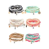 yadoca 6 ensembles bracelets de perles empilables bohème pour femmes filles stretch bangles style bohème stretch multilayered bracelet set bijoux multicolore