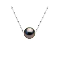 pearls & colors - collier chaîne singapour véritable perle de culture de tahiti ronde 9-10 mm - qualité a+ - disponible en or jaune et or blanc - bijou femme