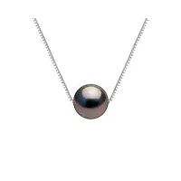 pearls & colors - collier véritable perle de culture de tahiti ronde 9-10 mm - qualité a+ - disponible en or jaune et or blanc - bijou femme