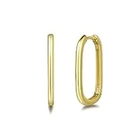 créoles boucles d'oreilles rectangle pour femme en argent 925/1000 plaqué or jaune bijoux pour femme fille - dimension: 25 * 15 mm