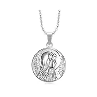 bobijoo jewelry - pendentif médaille miraculeuse de l'immaculée conception sainte vierge marie argenté acier 316l