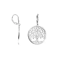 sofia milani - boucles d'oreilles pour femmes en argent 925 - boucles d'oreilles dangle avec motif en forme arbre de vie - 20788