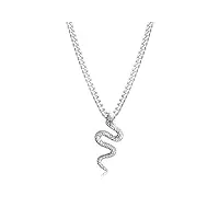 kuzzoi collier pour homme avec pendentif symbole serpent (40 mm) - aspect brillant - chaîne en argent sterling 925 massif - longueur : 50 cm, 50 cm, argent sterling