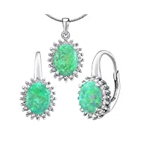 silvego - lpsps1368g - parure de bijoux femme - argent 925/1000 - avec opale synthétique vert