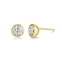 boucle d'oreille clous petite en or jaune 14 carats 585/1000 avec moissanite ronde 0,85 ct bijoux pour femme fille - diamètre: 5 mm