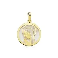 médaille fille communion or 18 ct vierge fille nacre taille 17 mm