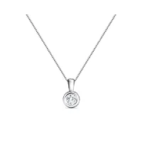 miore collier pour femmes collier avec pendentif diamant solitaire 0.15 ct chaîne en or blanc 14 carat /585 or, bijoux longueur 45 cm