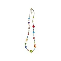 venezia classica - collier pour femme long avec perles en verre de murano original, collection ginger, multicolore avec feuille en argent et or 24 carats, fabriqué en italie certifié