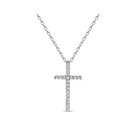 miore collier pour femmes collier avec pendentif croix en diamants 0.10 ct chaîne en or blanc 9 carat /375 or, bijoux avec brillants longueur 45 cm