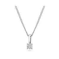 miore collier pour femmes collier avec pendentif diamant solitaire 0.03 ct chaîne en or jaune 9 carat /375 or, bijoux longueur 45 cm