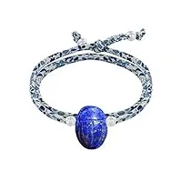les poulettes bijoux - bracelet double tour lien liberty talisman scarabée lapis lazuli et perles argent