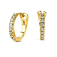 miore boucles d'oreilles pour femmes créoles avec diamans 0.11 ct en or jaune 14 carat /585 or, bijoux