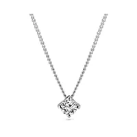 miore collier pour femmes collier avec pendentif diamant solitaire 0.15 ct chaîne en or blanc 14 carat /585 or, bijoux longueur 45 cm
