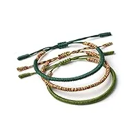 lucky buddhist - bracelets porte-bonheur tibétains + cadeau bouddhiste ! bracelets d'amitié pour femmes hommes adolescents taille réglable fait à la main avec des nœuds de corde. or vert foncé