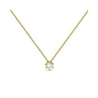 miore collier pour femmes collier avec pendentif diamant solitaire 0.10 ct chaîne en or jaune 14 carat /585 or, bijoux longueur 45 cm
