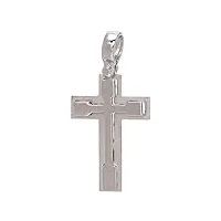 holyart croix pendentif or blanc relief brillant 18k 3,2 gr