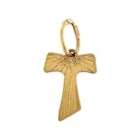 holyart croix pendentif tau or 18k effet bois 0,2 gr