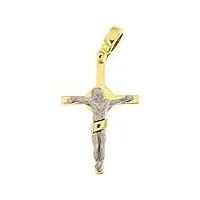 holyart pendentif croix motif arrondi or 18k bicolore 3,8 gr