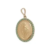 holyart pendentif vierge miraculeuse or 750/00 strass vert 3,4 gr