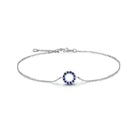 daesar bracelet pierres naturelles femme, bracelet or blanc 18k rond bracelet saphir bleu 0.23ct bracelet amitie or blanc