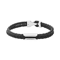 diesel bracelet pour hommes stackables, l 18.5cm bracelet en cuir noir, dx1247040