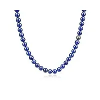 coai collier perle pierre lapis lazuli symbole de longévité homme femme 55cm