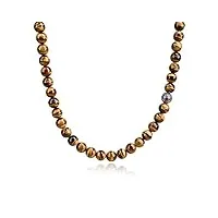 coai collier perle pierre Œil de tigre symbole de longévité homme femme 65cm