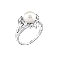 silvego - lps0044w – bague femme - argent 925/1000 – fleur avec perle blanche véritable