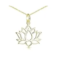 materia ka-69-gold pendentif fleur de lotus doré en argent sterling 925 plaqué or avec chaîne, argent sterling