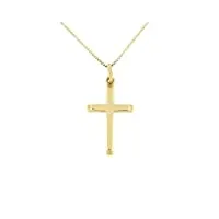 lucchetta - collier croix en or jaune 14 carats avec chaîne vénitienne 45 cm - bijou de luxe made in italy