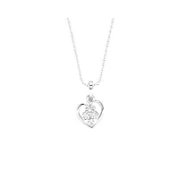 pendentif en forme de cœur en or blanc 18 carats avec diamants ronds brillants 0,10 carats.