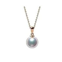 anazoz collier or rose 18 carats, pendentif rond perle d'akoya naturelle, série bijoux fine