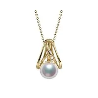 anazoz collier or 18 carats, pendentif perle dans la coquille, perle d'akoya naturelle et diamant, série bijoux fine