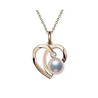 anazoz collier or rose 18 carats, pendentif cœur entrelacé, perle de akoya eau de mer naturelle et saphir, série bijoux fine