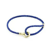 anchor & crew bracelet blake or jaune 9ct et cuir raie pastenague bleu azur - homme - taille unique