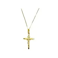 pegaso gioielli - collier pour femme en or jaune 18 ct (750) chaîne veneta croix avec christ mussata - battesme enfants, or