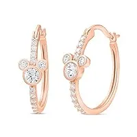 disney mickey mouse jewelry for women, sterling silver mickey mouse cubic zirconia hoop earrings, pink